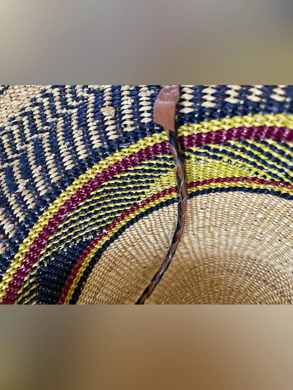 Brand New Handwoven African Bolga Sun Hat - Ghana Straw Hat Size M/L